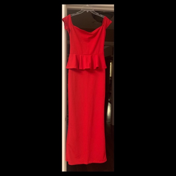 Sexy Off The Shoulder Peplum Maxi Evening Dress - Picture 2 of 8